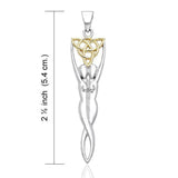 Goddess Trinity Knot Gold Accent Silver Pendant MPD1201 - Jewelry