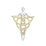 Celtic Danu Goddess Triquetra Silver with Gold Accent Pendant MPD1203 - Jewelry