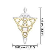 Celtic Danu Goddess Triquetra Silver with Gold Accent Pendant MPD1203 - Jewelry
