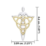 Celtic Danu Goddess Triquetra Silver with Gold Accent Pendant MPD1203