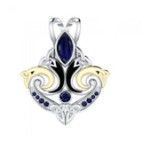 Look beyond your life’s endless journey ~ Sterling Silver Celtic Triquetra Pendant Jewelry with 14k Gold accent and Gemstone MPD1273 - Jewelry