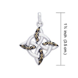 Celtic Four Point Knot silver with 18k gold accents Pendant MPD1807 - Jewelry