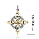 A beautiful interpretation of traditional Celtic ~ Celtic Four-Point Sterling Silver Jewelry Pendant with 18k Gold Plated MPD1809
