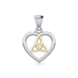 Celtic Trinity Heart Sterling Silver and 14K Gold Accent Pendant MPD3562