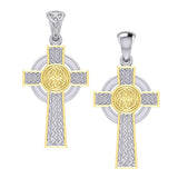 Large Reversible Celtic Cross Sterling Silver with 14K Gold Accent Pendant MPD3726 - Jewelry