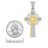 Large Reversible Celtic Cross Sterling Silver with Gold Accent Pendant MPD3726