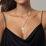 Large Reversible Celtic Cross Sterling Silver with 14K Gold Accent Pendant MPD3726 - Jewelry