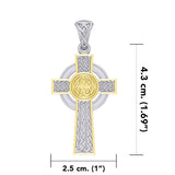 Large Reversible Celtic Cross Sterling Silver with Gold Accent Pendant MPD3726