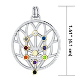 Tree of life Sterling Silver With 14K Gold Accent Pendant with beautiful exotic Kabbalah Chakra Gemstone  MPD3892