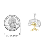 Tree of Life Silver with 14K gold Accents Pendant MPD3915 - Jewelry