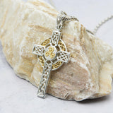 Celtic Cross Sterling Silver with  14K Gold Accent Pendant  MPD3969