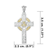 Celtic Cross Sterling Silver with  14K Gold Accent Pendant  MPD3969