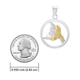Double Whale Tail Sterling Silver with Gold Accent Pendant MPD4421
