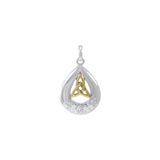 Teardrop shape & Trinity Knot Sterling Silver with 14K Gold Accent Pendant MPD4635* by MPD4635