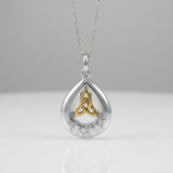 Teardrop shape & Trinity Knot Sterling Silver with 14K Gold Accent Pendant MPD4635* by MPD4635
