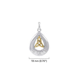 Teardrop shape & Trinity Knot Sterling Silver with 14K Gold Accent Pendant MPD4635* by MPD4635