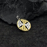 Celtic Trinity Quaternary Knot Silver and 14K Gold Accent Pendant MPD4637 - Jewelry