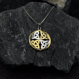 Celtic Trinity Quaternary Knot Silver and 14K Gold Accent Pendant MPD4637 - Jewelry