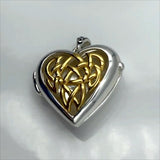 Celtic Heart Aroma Sterling Silver and 14K Gold Accent Locket Pendant MPD5040