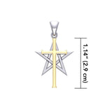 Cross Over Pentacle Silver and 14K Gold Vermeil Pendant MPD529