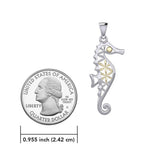 Silver and Gold Accent Flower of Life Seahorse Pendant MPD5299 - Jewelry