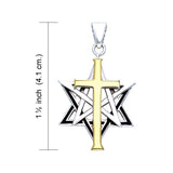 Cross The Star Star Of David Silver with 14k gold accents Pendant MPD532 - Jewelry