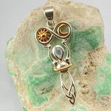 Celtic Goddess of Infinite Universe Sterling Silver and Gold Pendant MPD5931