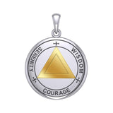 Sigil Seal of The AA Recovery Silver with 14K Gold Accent Necklace MNC558 - Jewelry