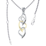 Triple Heart NA Recovery Pendant in Sterling Silver with 14K Gold Accents MPD6373
