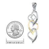 Triple Heart NA Recovery Pendant in Sterling Silver with 14K Gold Accents MPD6373