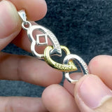 Triple Heart NA Recovery Pendant in Sterling Silver with 14K Gold Accents MPD6373