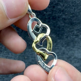 Triple Heart NA Recovery Pendant in Sterling Silver with 14K Gold Accents MPD6373