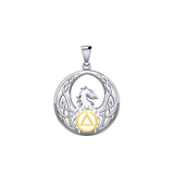 Celtic Phoenix with AA Recovery Symbol Sterling Silver with Gold Accent Pendant MPD6431
