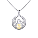 Celtic Phoenix with AA Recovery Symbol Sterling Silver with Gold Accent Pendant MPD6431