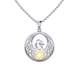 Celtic Phoenix with NA Recovery Symbol Sterling Silver with Gold Accent Pendant MPD6432
