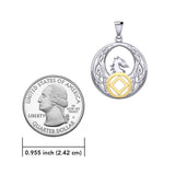 Celtic Phoenix with NA Recovery Symbol Sterling Silver with Gold Accent Pendant MPD6432