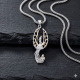Mythical Phoenix Sterling Silver and 14K Gold Accent Pendant MPD5723 by MPD5723