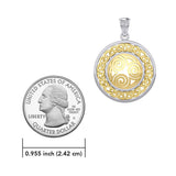 Celtic Knot Triskelion Spiral Silver with Gold Accent Pendant MPD727 - Jewelry
