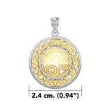 Celtic Knot Triskelion Spiral Silver with Gold Accent Pendant MPD727 - Jewelry