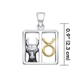 Taurus Zodiac Symbol Silver and 14K Gold Accent Pendant MPD915