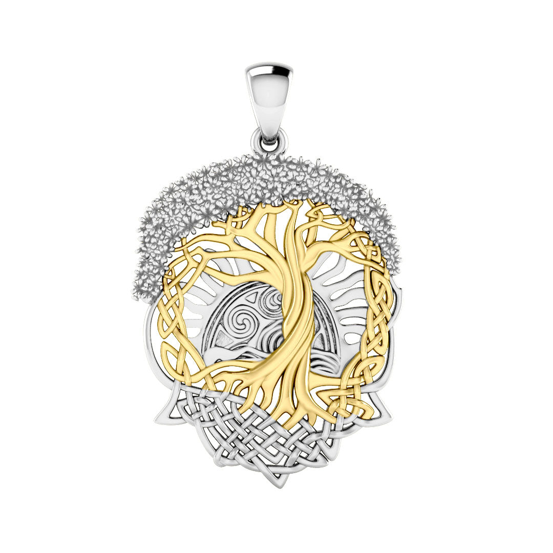 Live Beautifully with the Tree of Life ~ Sterling Silver Jewelry Pendant with 14k gold accent MPD974