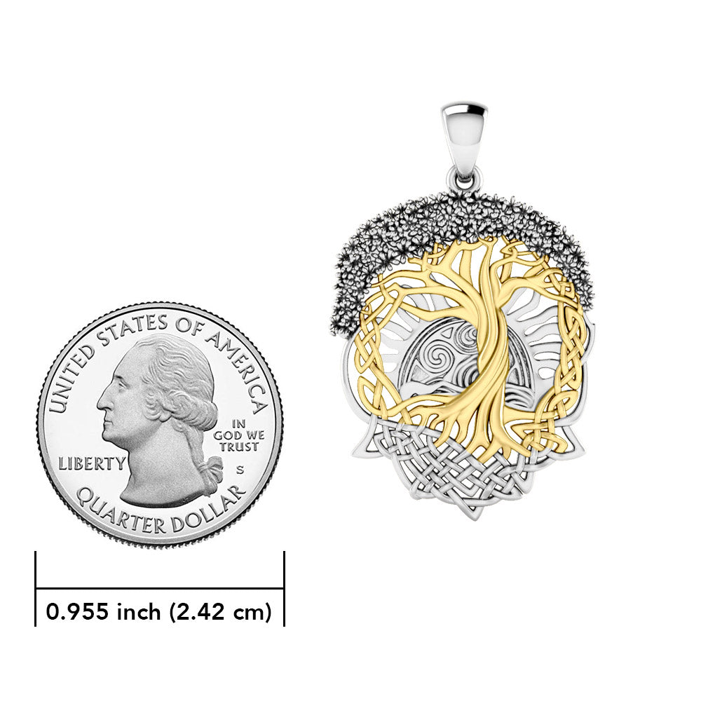 Live Beautifully with the Tree of Life ~ Sterling Silver Jewelry Pendant with 14k gold accent MPD974