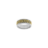 Celtic Knotwork Sterling Silver with 14K Gold Accent Ring MRI1586
