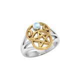 Pentacle silver with 18k Gold Accent Ring with Gem MRI485