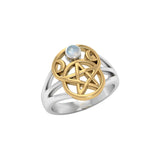 Pentacle silver with 18k Gold Accent Ring with Gem MRI485
