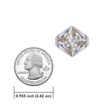 Celtic Four-Point Sterling Silver Ring with 14K Gold accent MRI655 - Jewelry