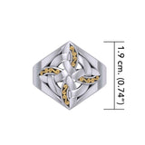 Celtic Four-Point Sterling Silver Ring with 14K Gold accent MRI655 - Jewelry