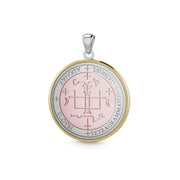 Sigil of the Archangel Gabriel Small Sterling Silver with pink and Yellow Gold Plate Accent Pendant OPD4783