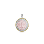 Sigil of the Archangel Gabriel Small Sterling Silver with pink and Yellow Gold Plate Accent Pendant