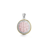 Sigil of the Archangel Uriel Small Sterling Silver with pink and Yellow Gold Plate Accent Pendant